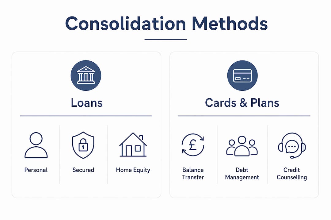 Infographic comparing credit card consolidation methods