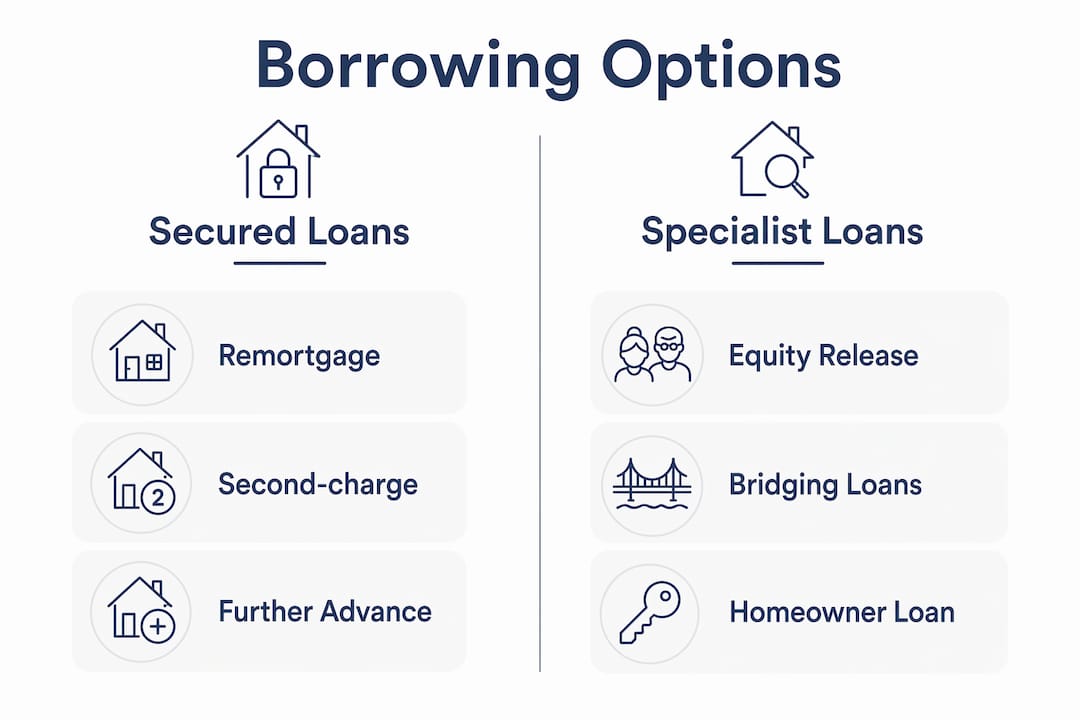 Infographic showing borrowing options against home