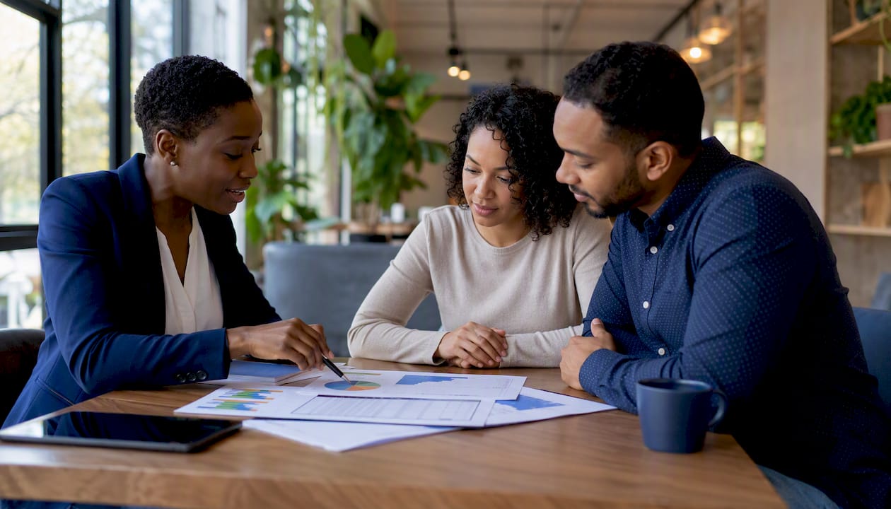 Financial adviser discussing remortgage vs secured loan