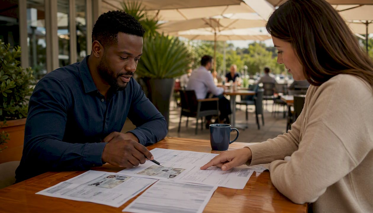 Hands submitting secured loan documents