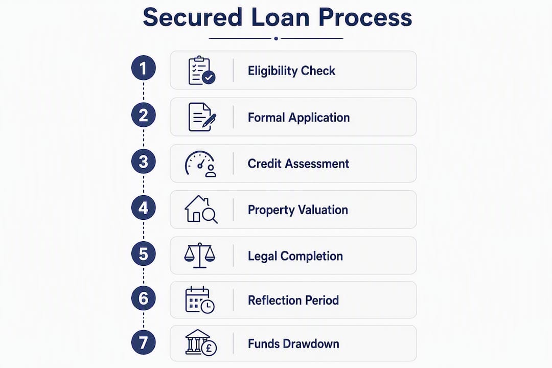 Infographic showing secured loan process steps