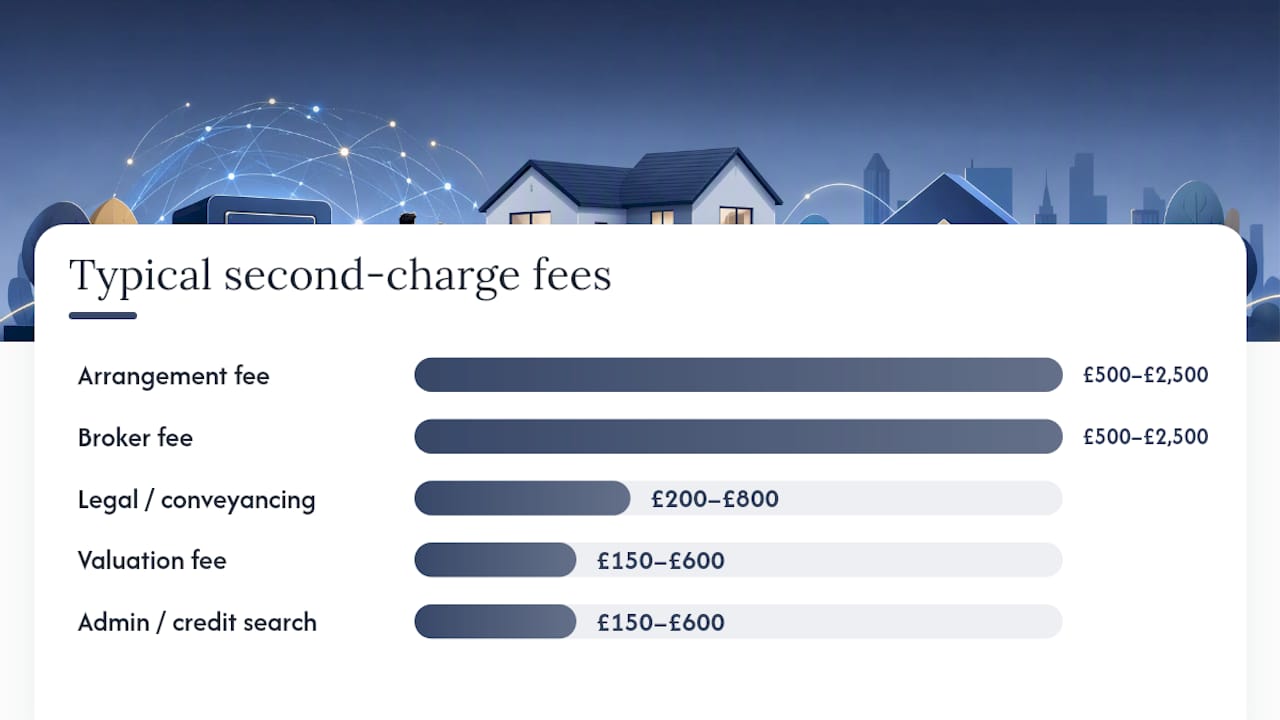 Diagram of typical UK second charge mortgage fee ranges