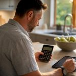 Hands calculating kitchen renovation costs