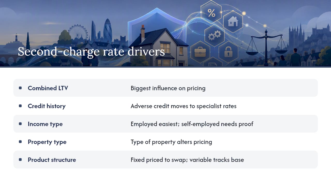 Diagram of factors affecting second charge mortgage rates