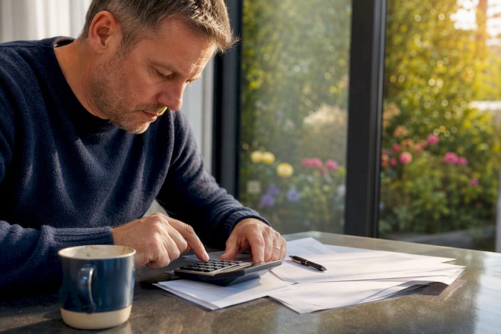 Person calculating home mortgage affordability