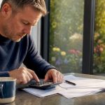 Person calculating home mortgage affordability